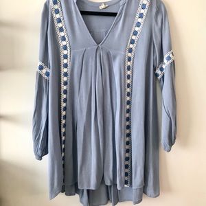 South Moon Under Boho Embroidered Shirt Dress